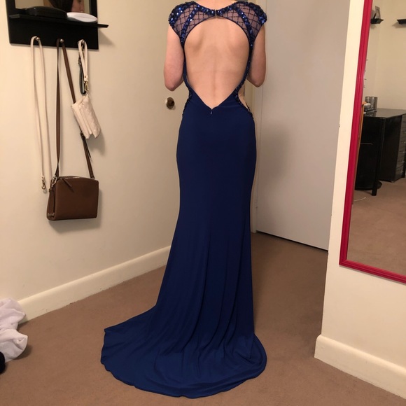 Royal Blue Sherri Hill Prom Dress - Picture 3 of 8